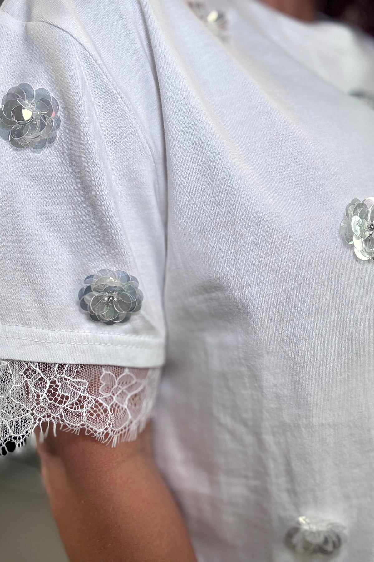 3D Floral Lace Detail Top