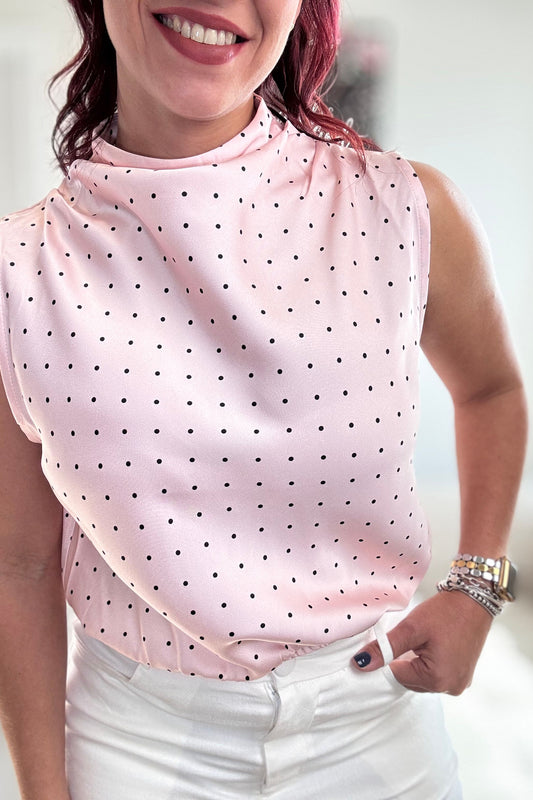 POLKA DOT BLOUSE- LIGHT PINK