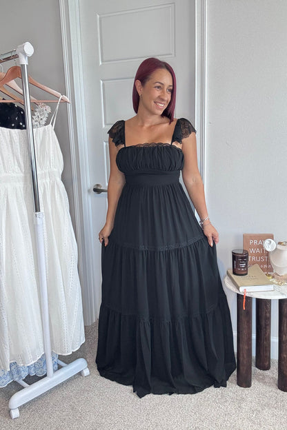 Lace open back maxi dress
