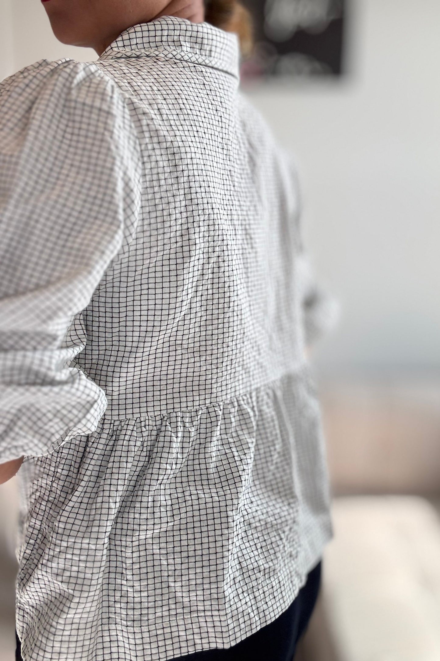 SUBLIME CHECK PEPLUM BLOUSE