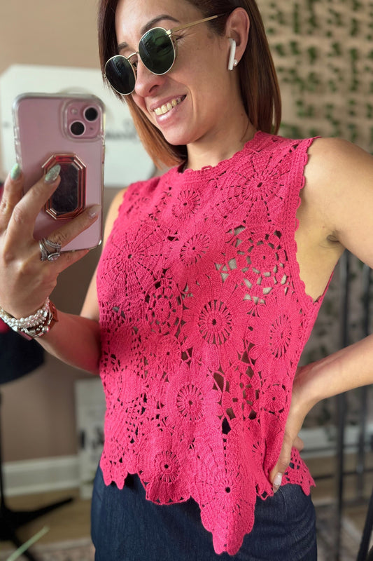 PINK CROCHET BLOUSE