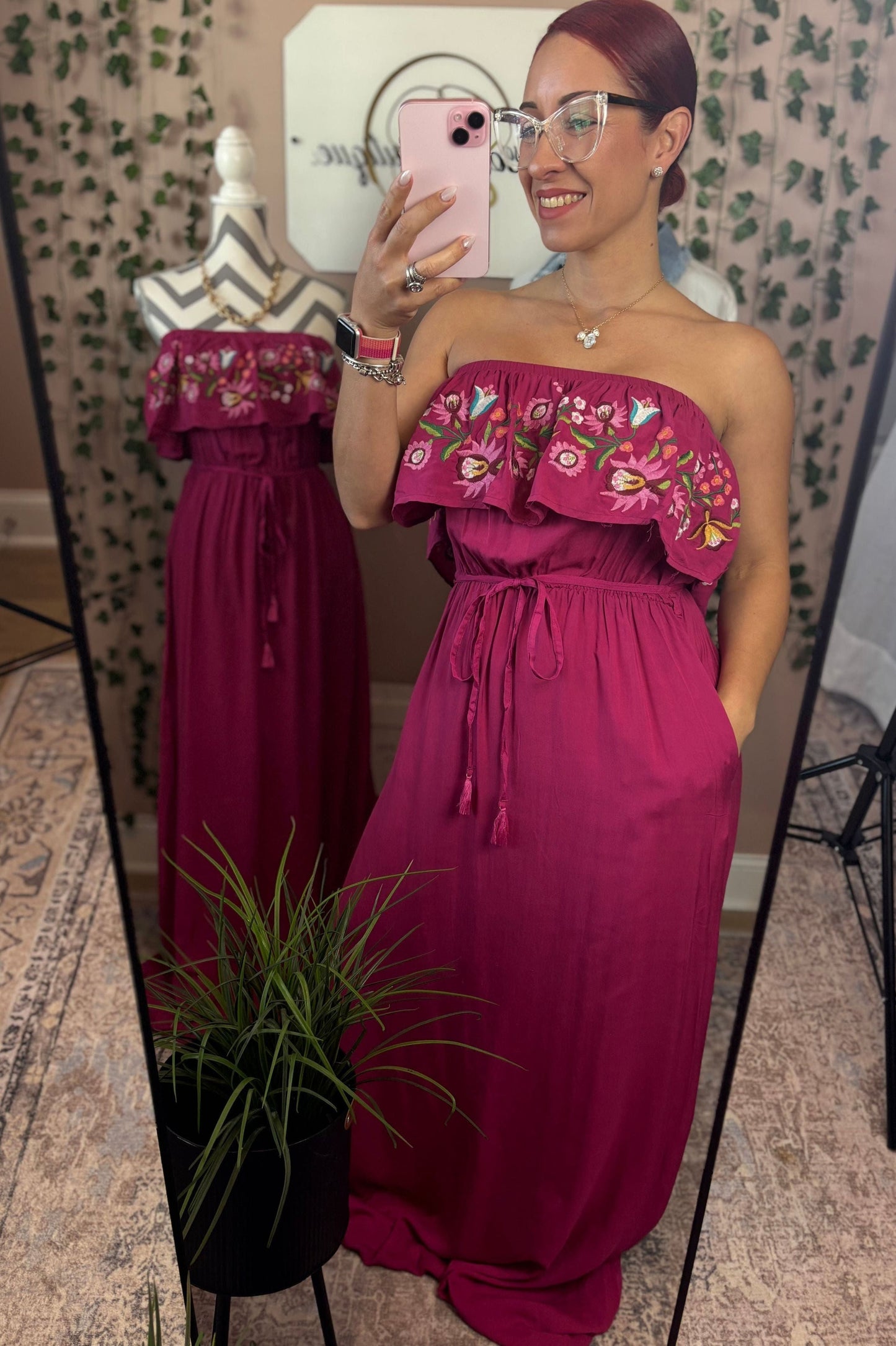 FUSCHIA OFF SHOULDER DRESS