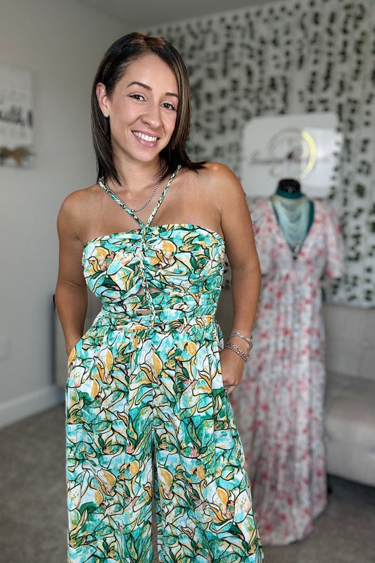 FLOWER PRINT JUMPSUIT
