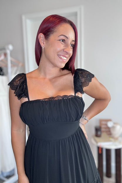 Lace open back maxi dress