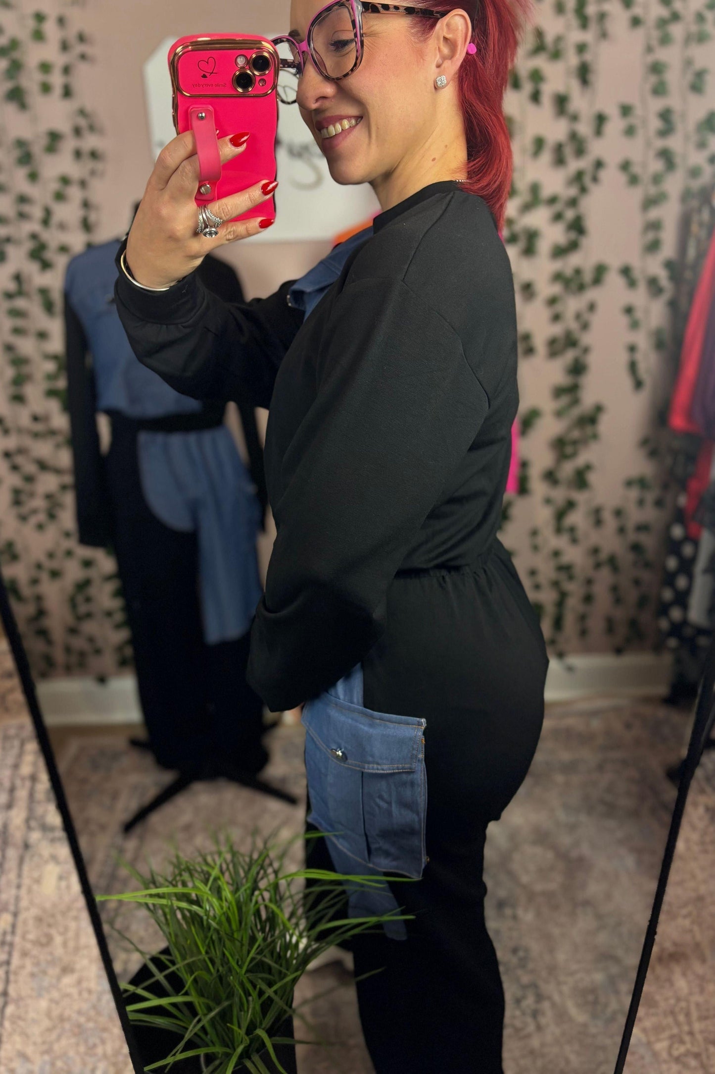 LOUNGE BLACK AND DENIM SET