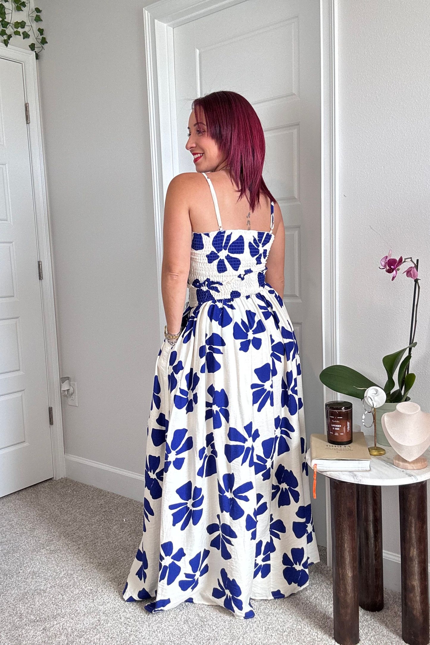 Blue flower skirt set