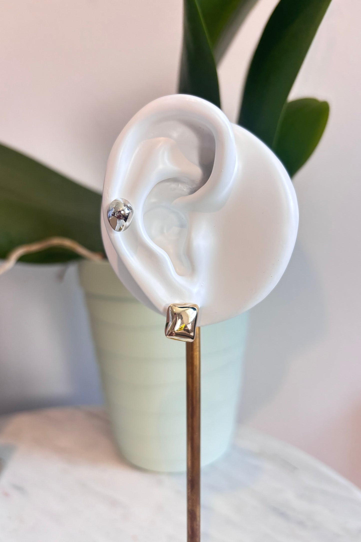Two Tone Stud Earrings Set