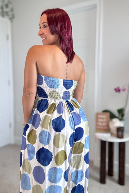 Blue and Green Polka Dot Jumpsuit