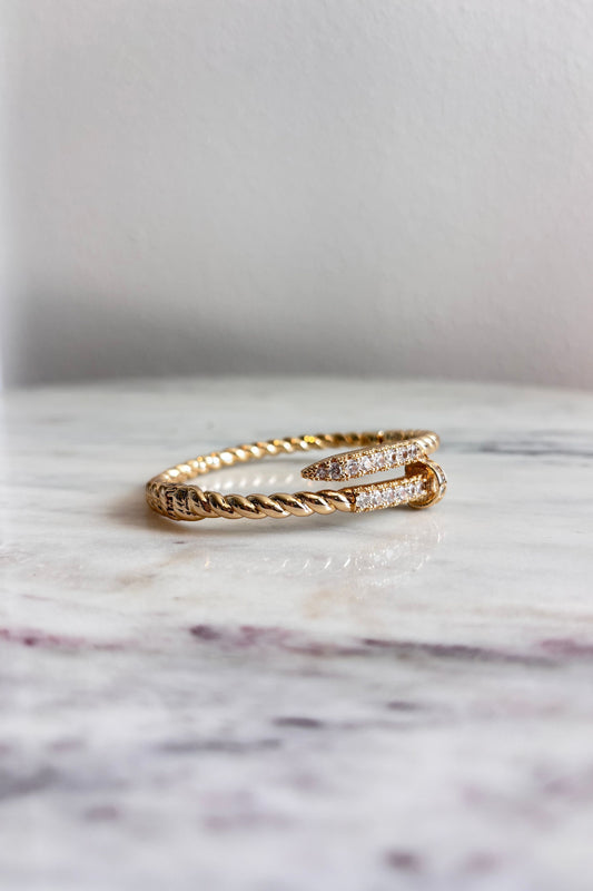 VIRTUD CZ TWISTED GOLD PLATED BANGLE – ELEGANT MINIMALIST BRACELET