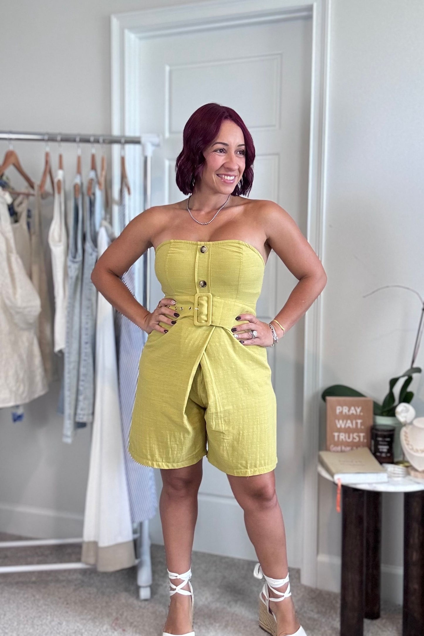Strapless bermuda romper