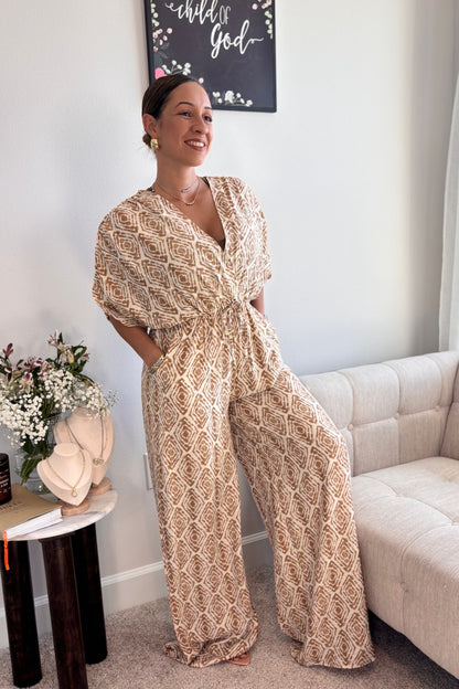 GRACE AND MODESTY-RUCHED SHOULDER TIMELESS JUMPSUIT