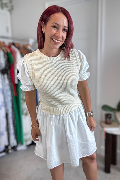 Puff Sleeve Sweater Mini Dress