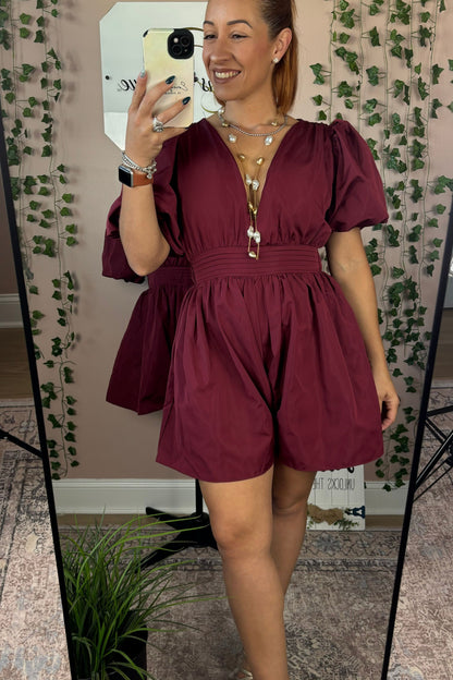 BALLOON SLEEVE ROMPER