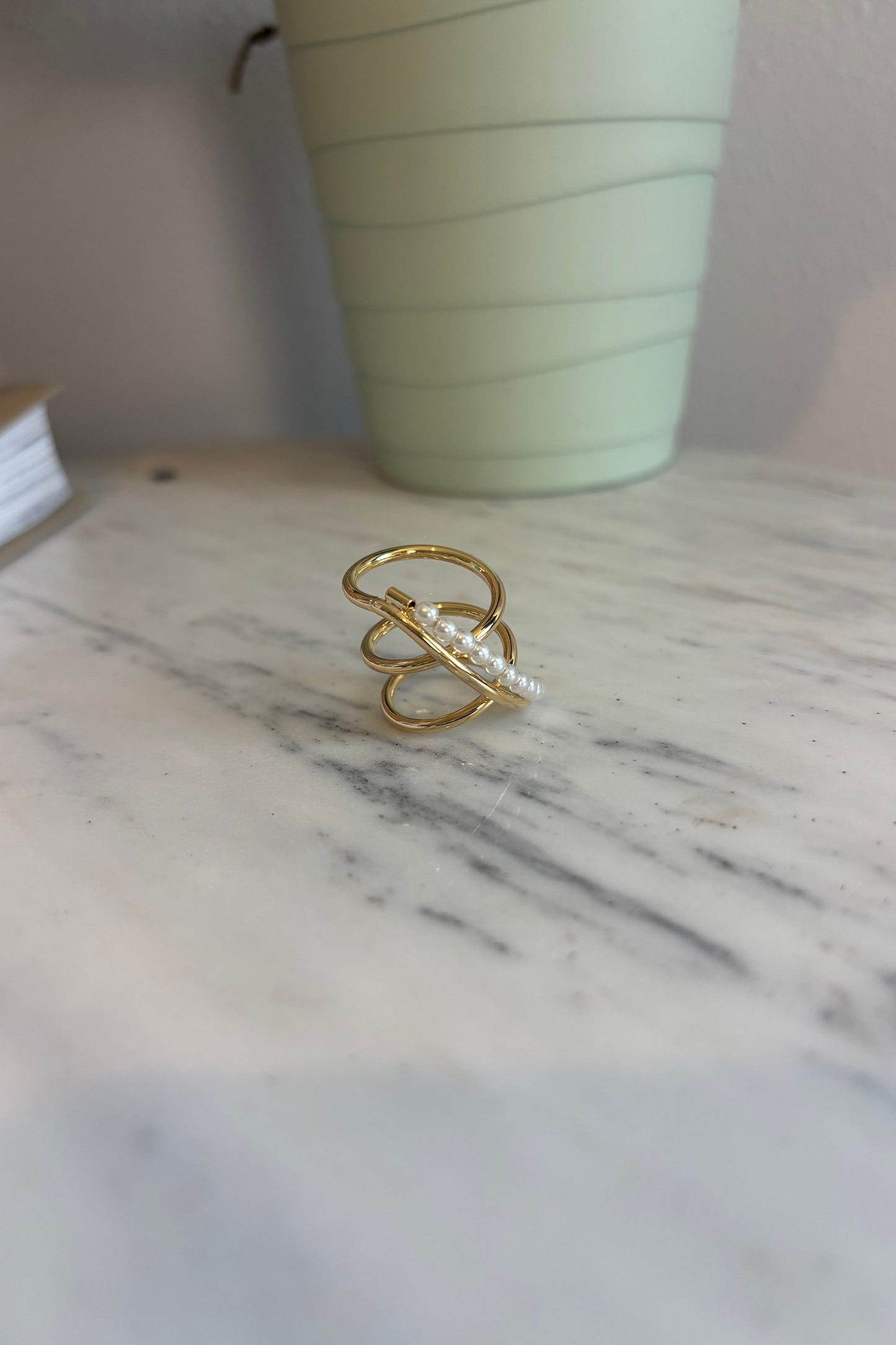 Pearl beads spiral ring sizes 6.5