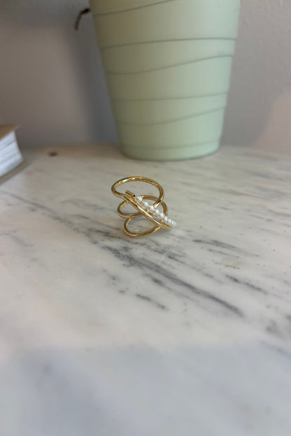 Pearl beads spiral ring sizes 6.5