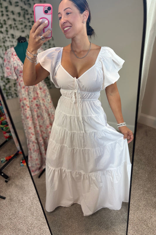 WHITE POPPLIN MAXI DRESS