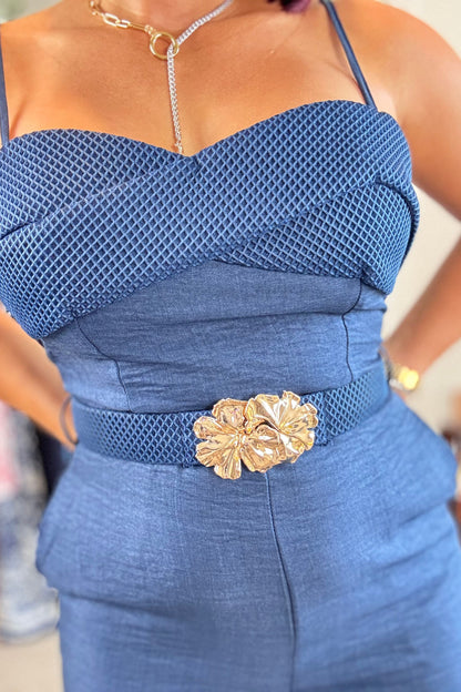 Jumpsuit Belted Braid Detail