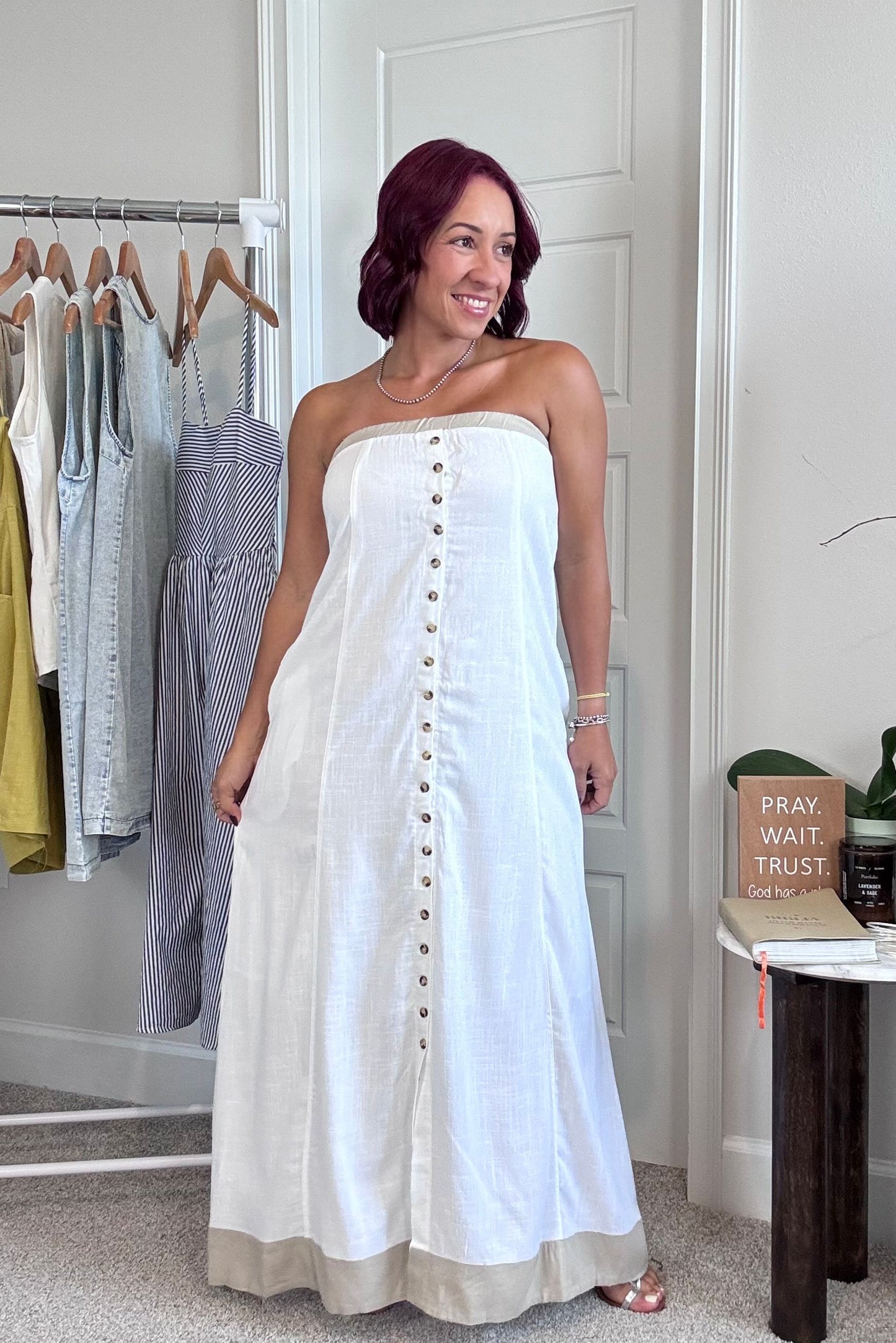 White strapless linen dress – Seasons Boutique LLC