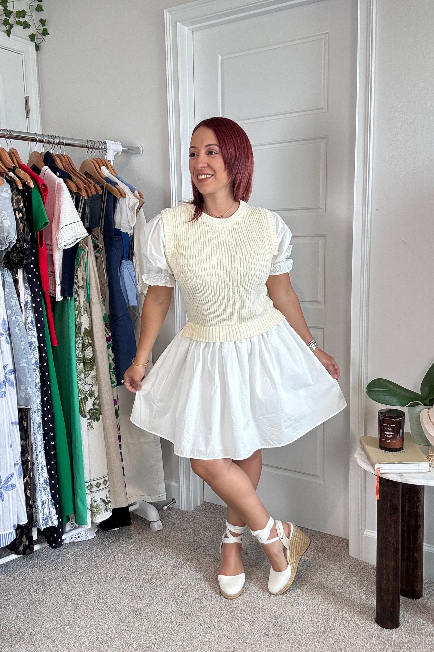 Puff Sleeve Sweater Mini Dress
