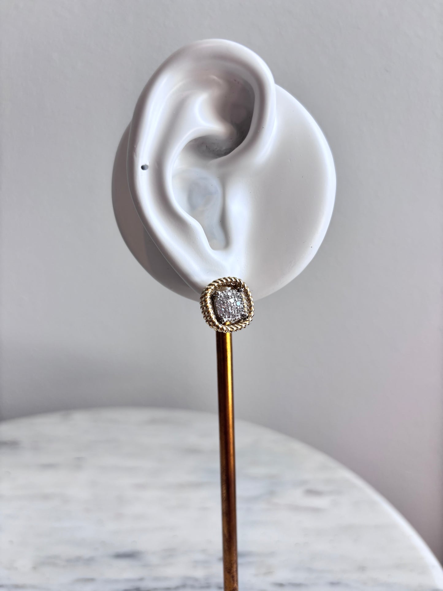 FE SQUIRCLE TWISTED DOUBLE LINE CZ POST EARRINGS – ELEGANT EVERYDAY EARRINGS