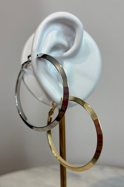 50MM POLISHED BRASS ANGEL HOOP EARRINGS