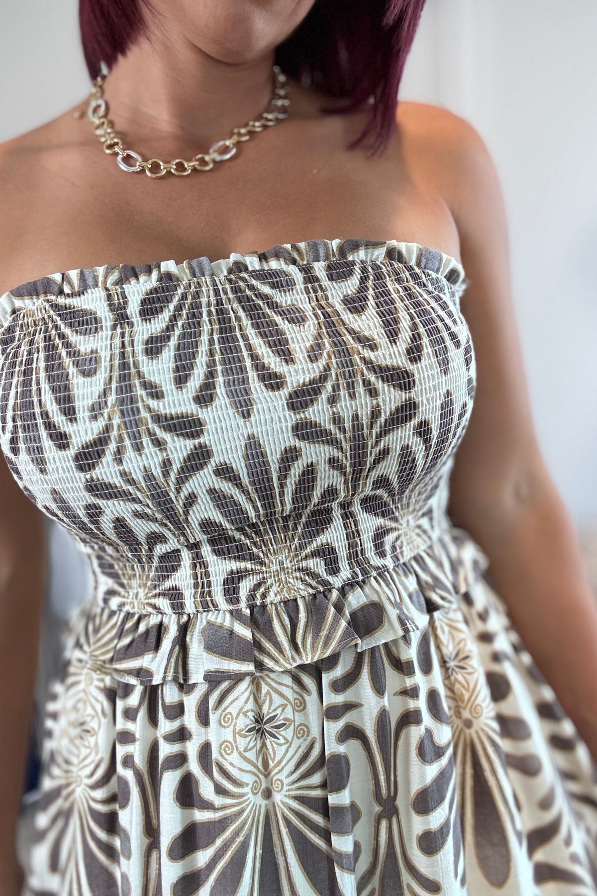 Ruffle strapples midi dress