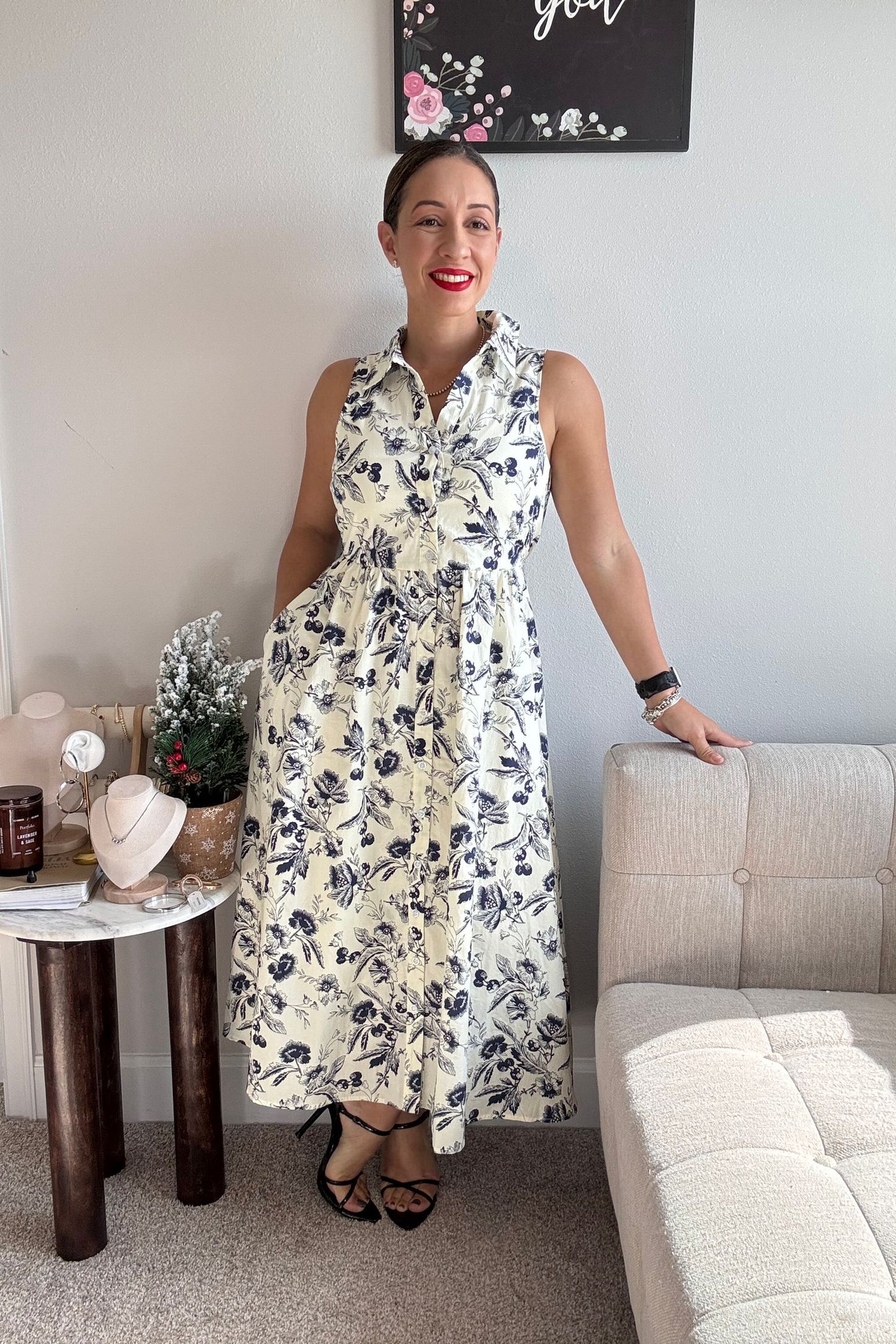 BLOSSOM GRACE MIDI DRESS- FLORAL MIDI DRESS