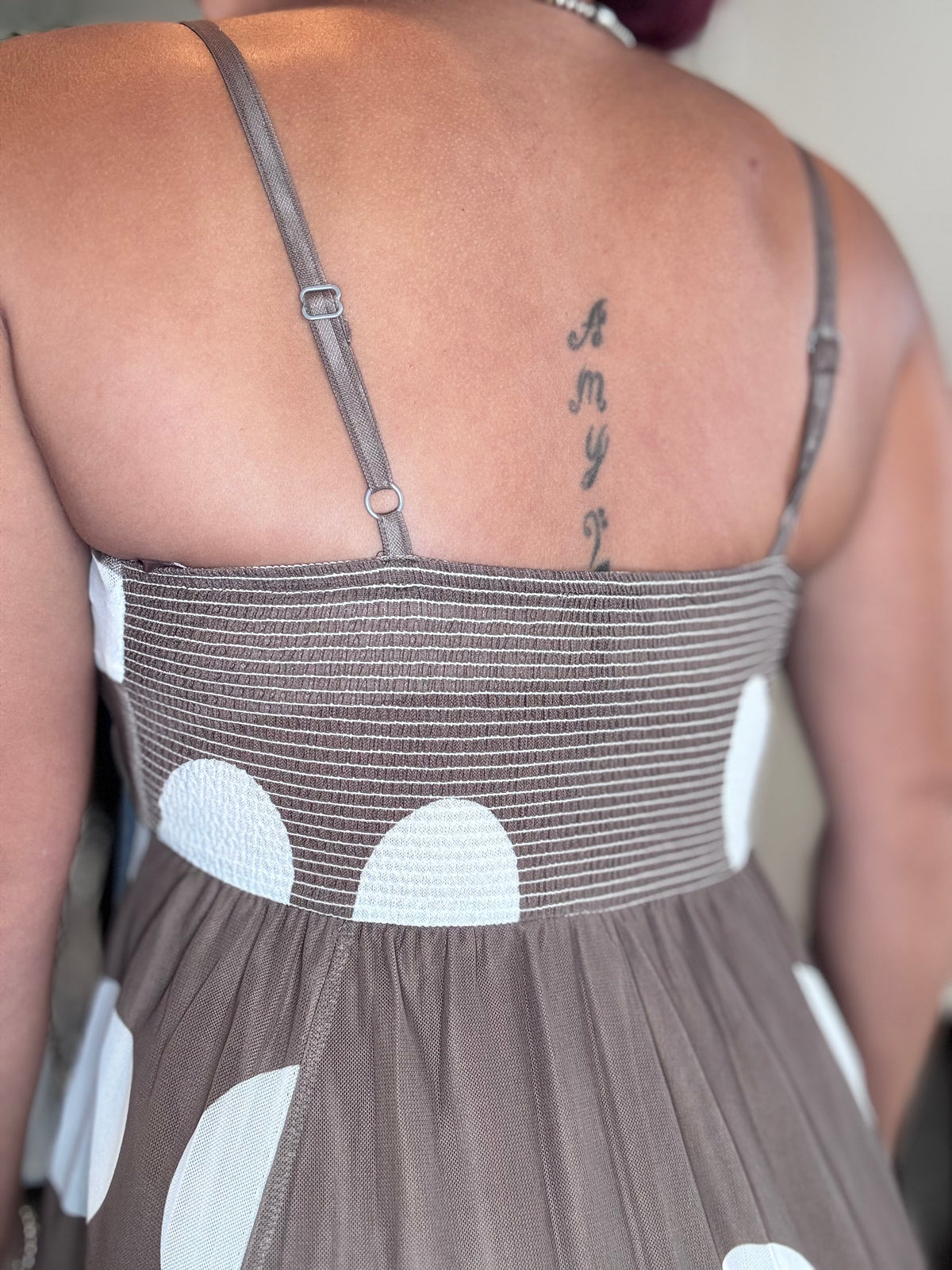 Mesh Polka Dots Midi Dress