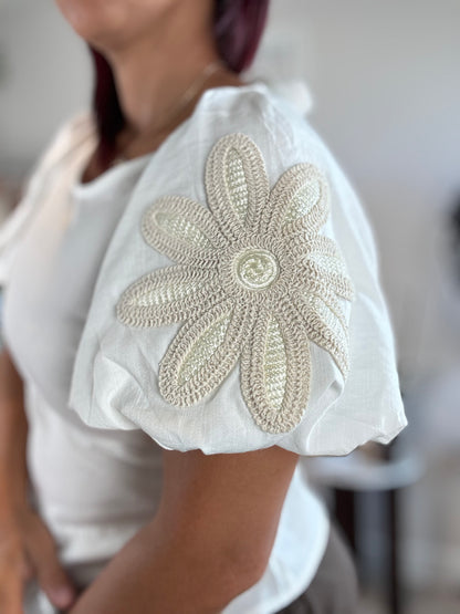 Flower Sleeve Blouse