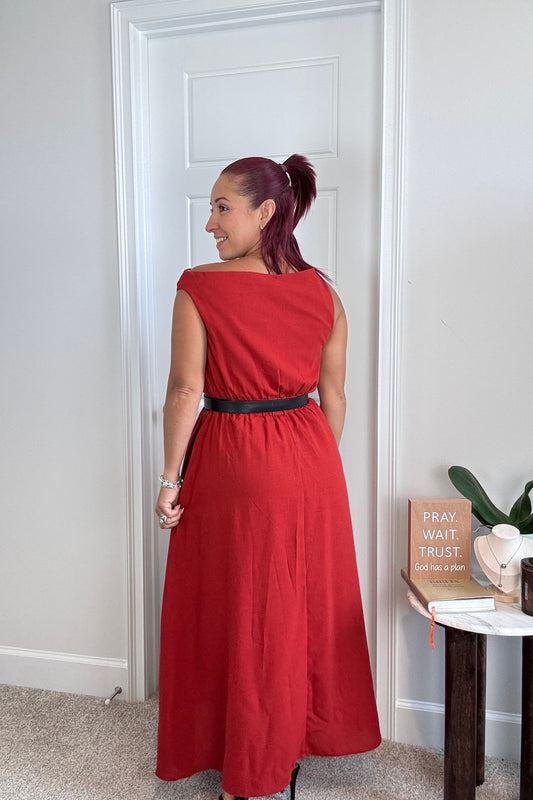 Asymmetrical Neckline A-Line Dress