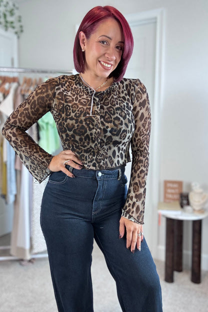 Leopard Mesh Top