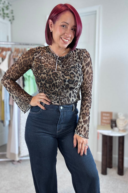 Leopard Mesh Top