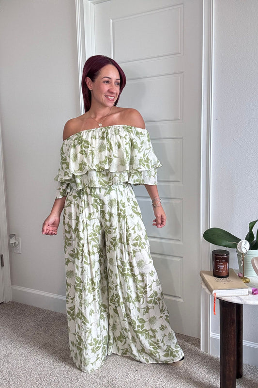 Floral Off-Shoulder Top & Pants Set