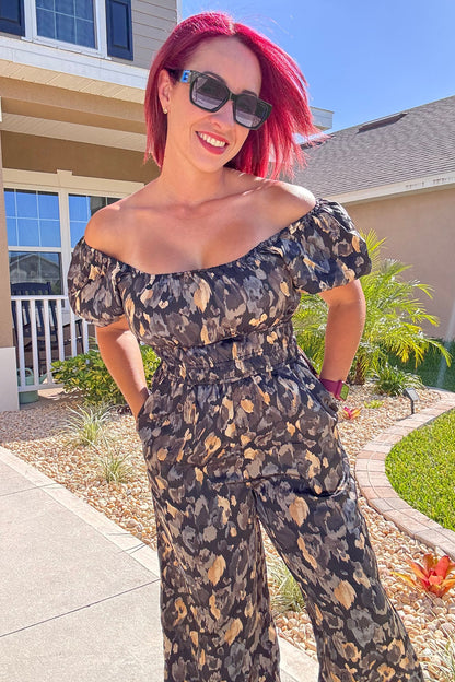 Digital Black and Gold Printed Jumpsuit