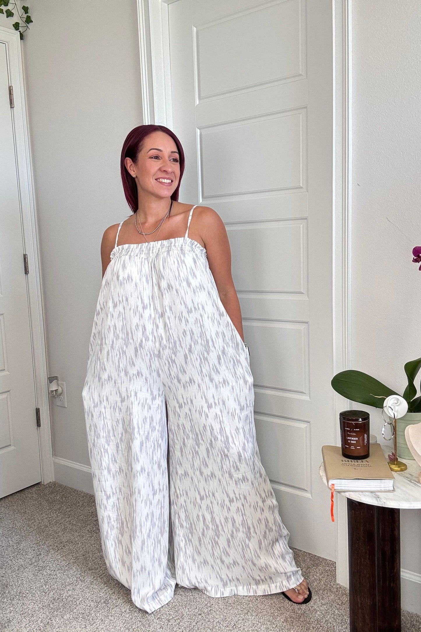 Abstract Print Wide Leg Jumpsuit