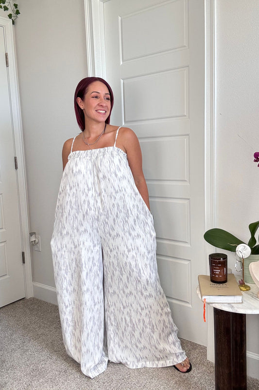 Abstract Print Wide Leg Jumpsuit