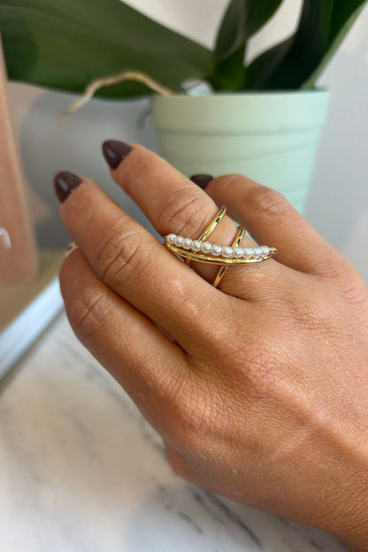 Pearl beads spiral ring sizes 6.5