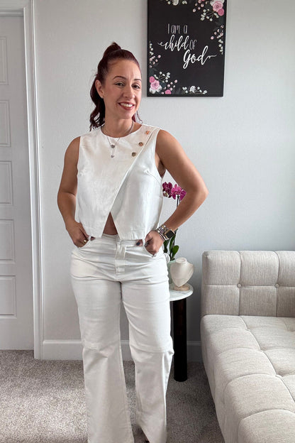 CAMISA WRAP BLANCA METÁLICA ELEGANTE