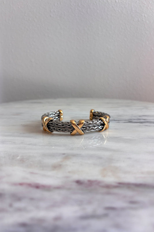BONDAD BRAIDED TWO TONE BANGLE