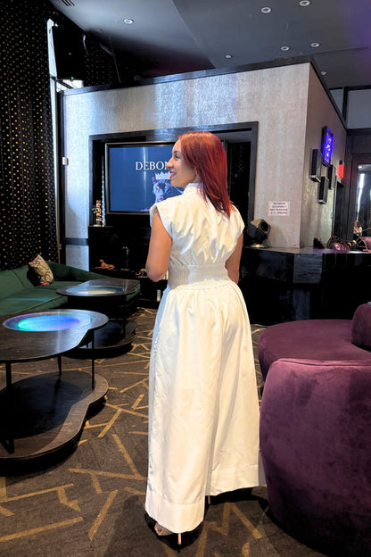 RADIANT CONFIDENCE ZIP FRONT SMOCKED JUMPSUIT