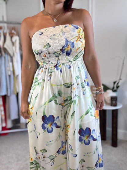 Flower satin jumpsuit
