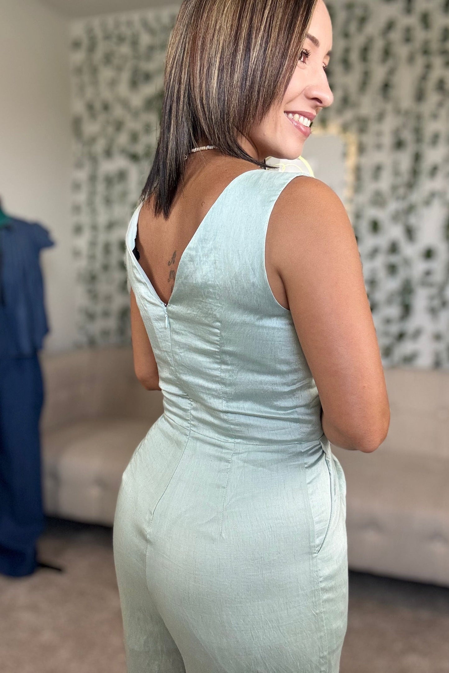 LINEN SAGE JUMPSUIT
