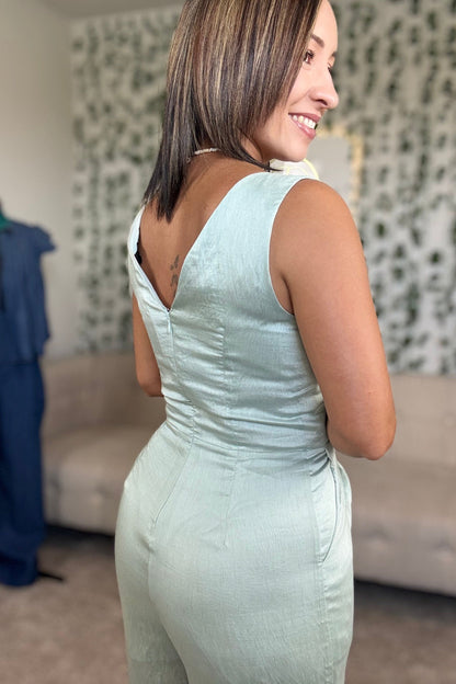 LINEN SAGE JUMPSUIT