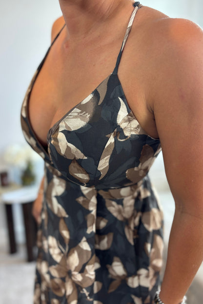 SLEEVELESS WRAP FLOWER PRINT MAXI DRESS