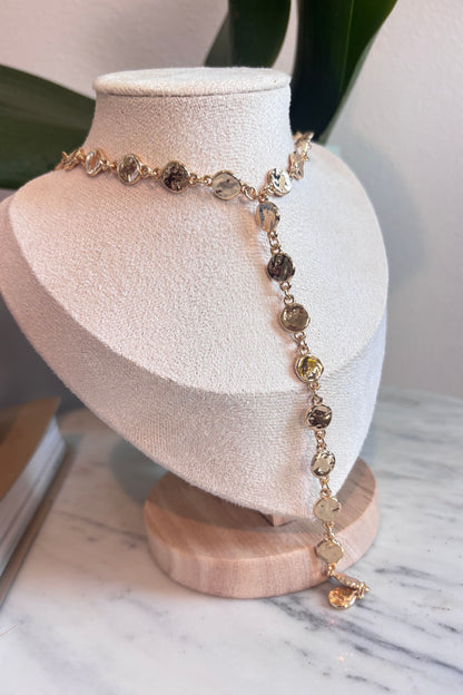 Metallic coins long chain necklace