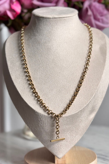 T-BAR NECKLACE STAINLESS STEEL 18K GOLD PVD