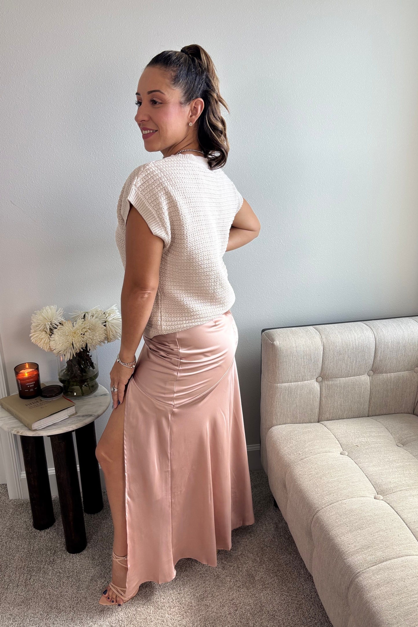 LIGHT BEIGE CROCHET TOP