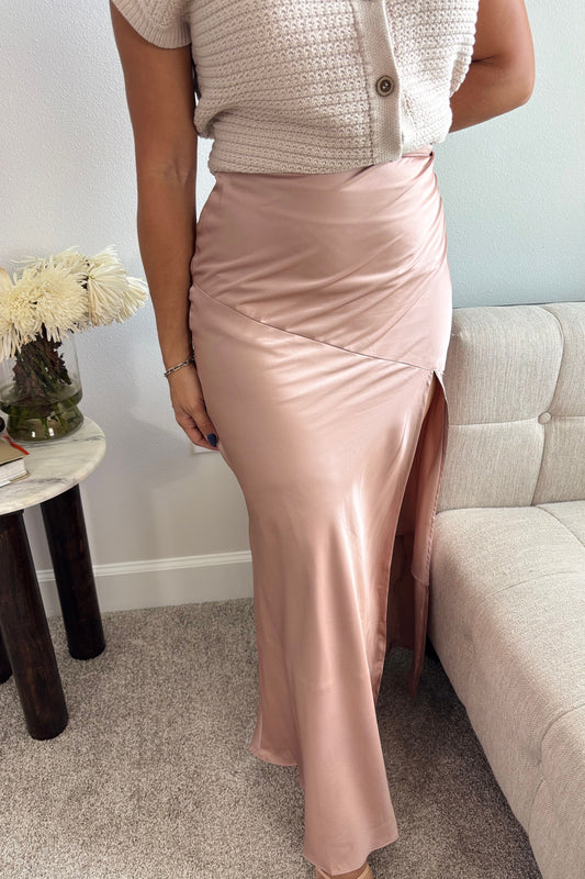 BLUSH SATIN SKIRT