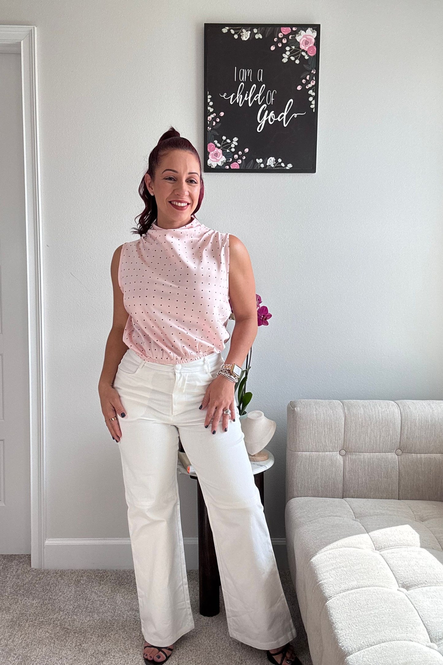 POLKA DOT BLOUSE- LIGHT PINK