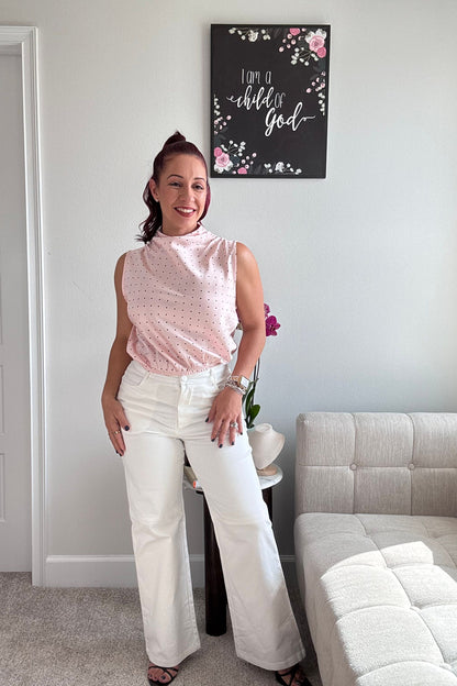 POLKA DOT BLOUSE- LIGHT PINK